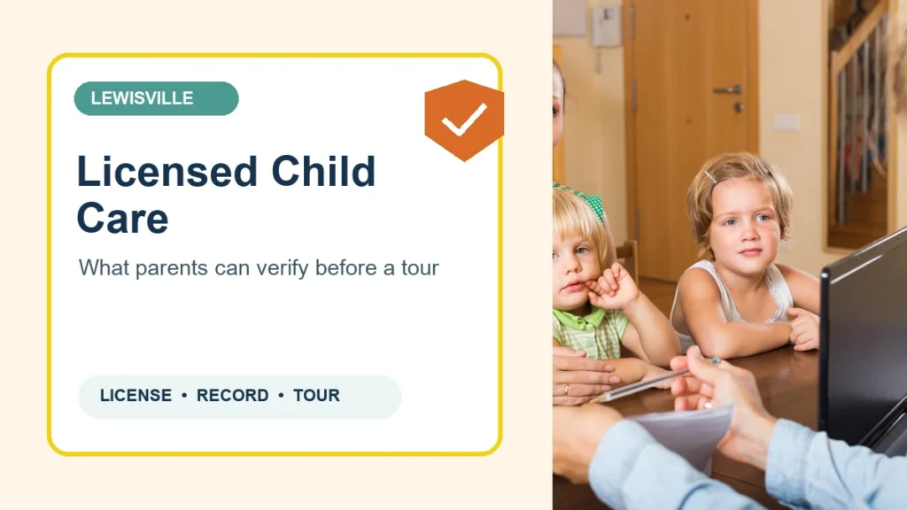 Licensed child care records reviewed by a parent before a Lewisville daycare tour